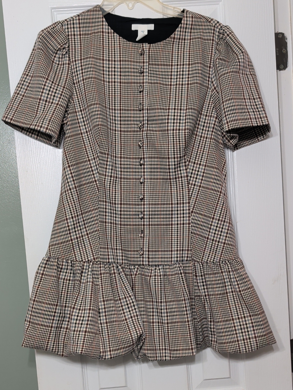 Drop Waist Plaid Mini Dress M